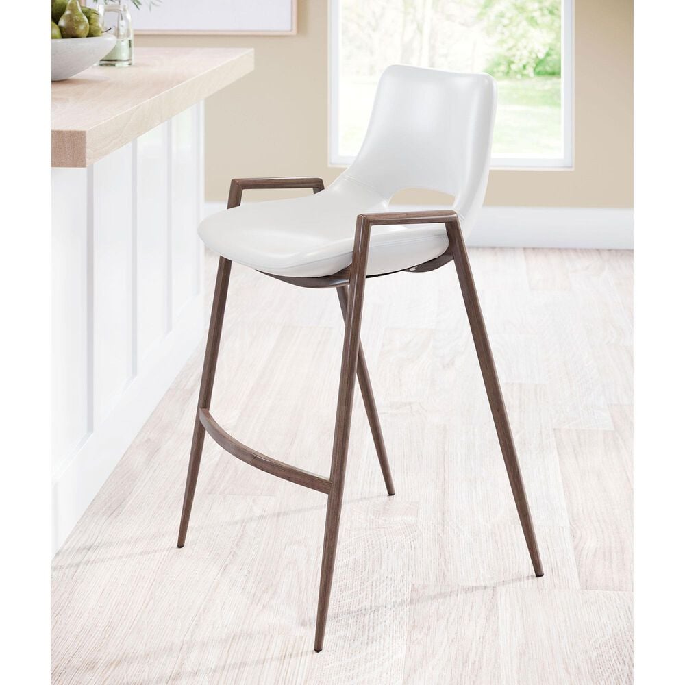 Zuo Modern Desi Counter Chair in White/Dark Brown &#40;Set of 2&#41;, , large