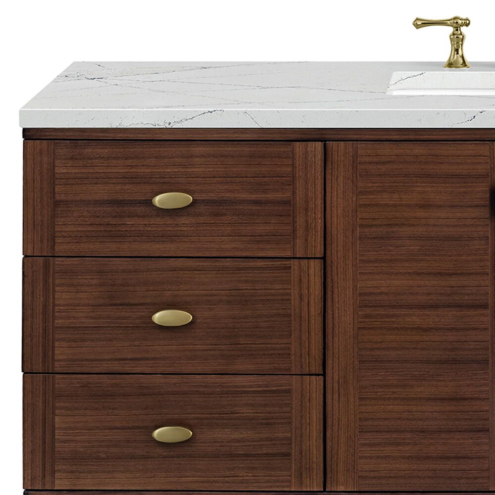 James Martin Vanities Amberly 30&quot; Single Bathroom Vanity in Walnut with 3 cm Ethereal Noctis Quartz Top and Rectangular Sink, , large