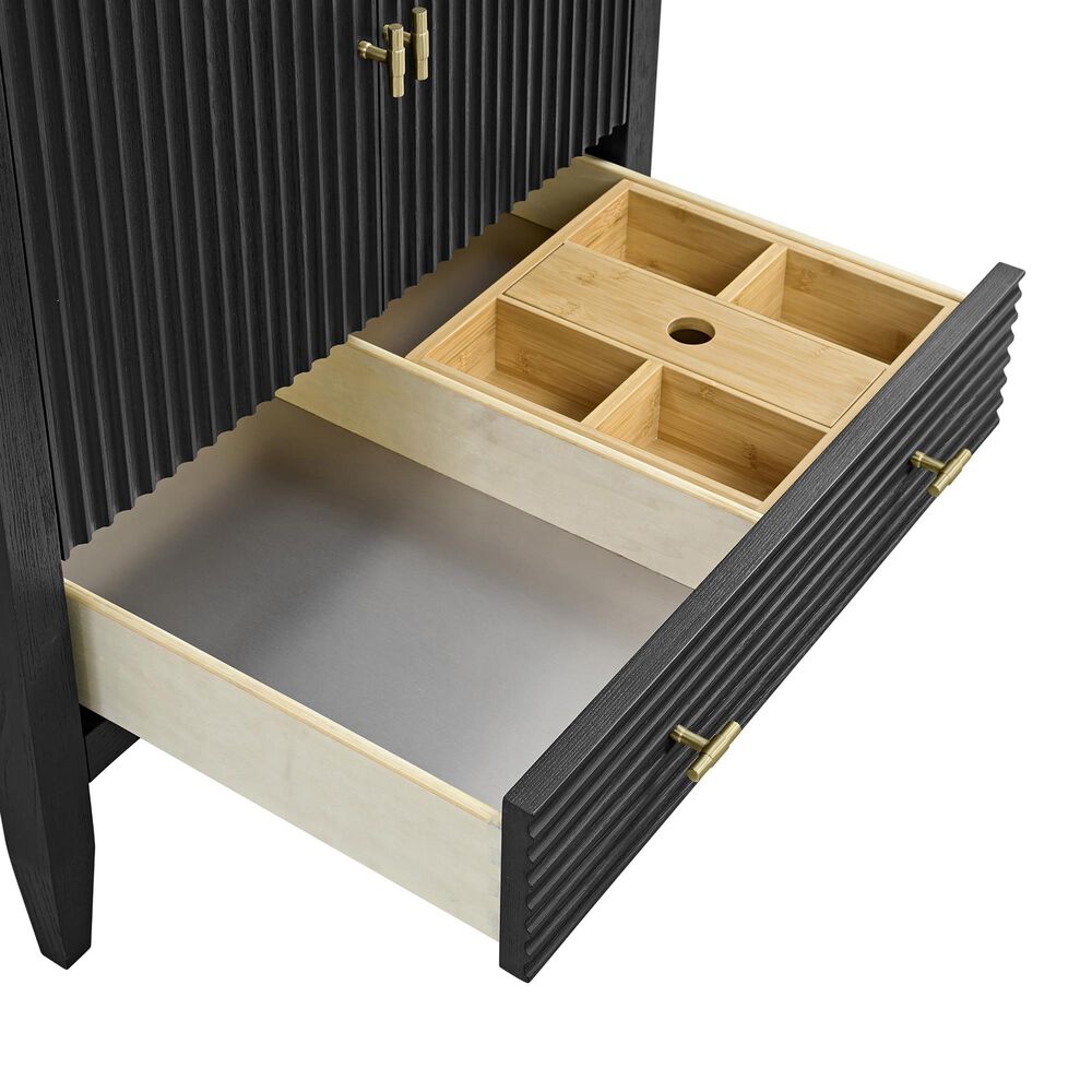 James Martin Myrrin 30" Single Bathroom Vanity in Carbon Oak with 3 cm Tajnar Eclos Top and Rectangular Sink, , large