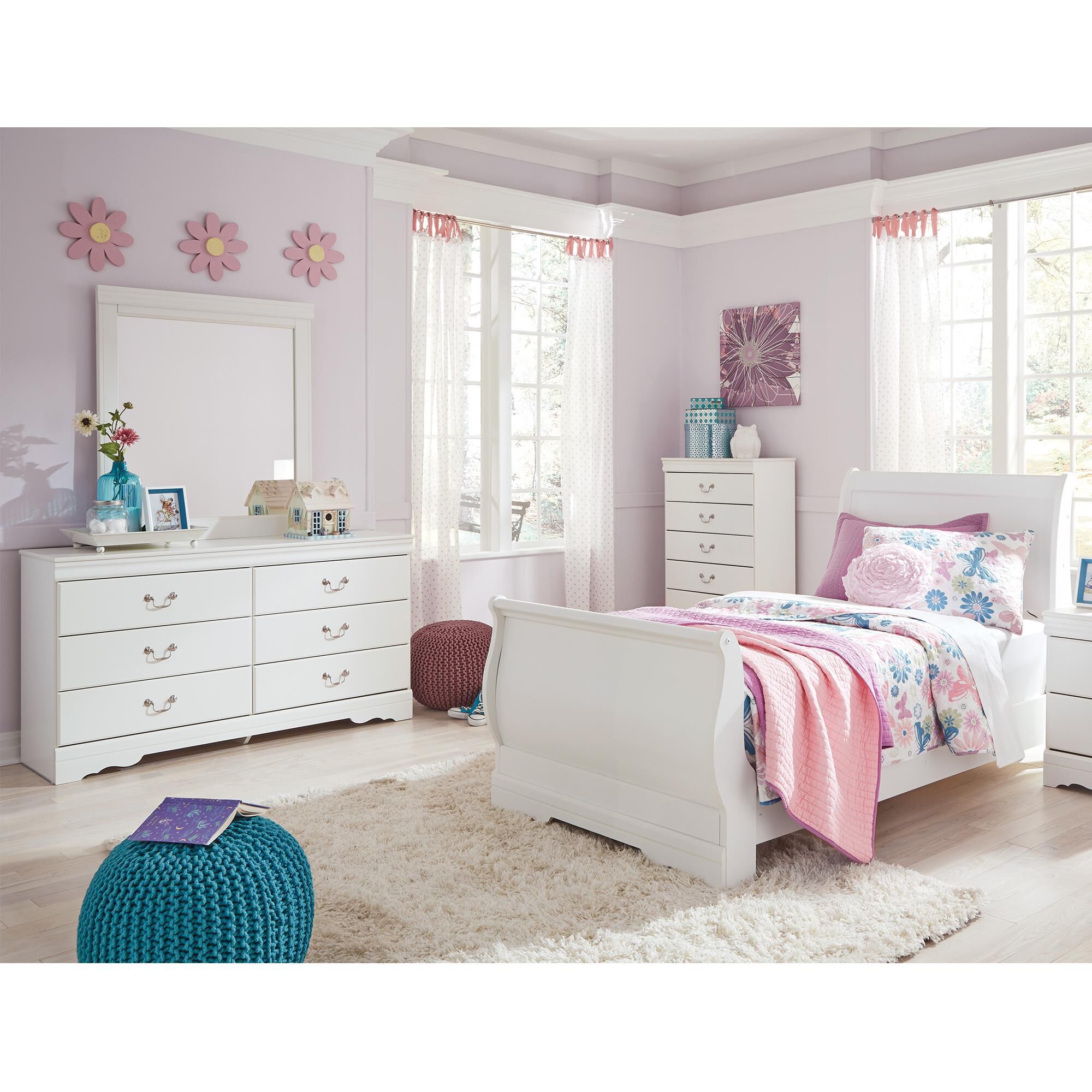 Signature Design by Ashley Anarasia 4 Piece Twin Bed Room Set