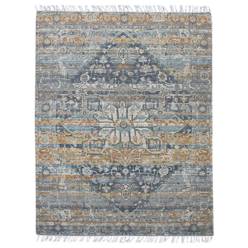 Amer Rugs Prairie 2" x 3" Denim and Orange Area Rug, , large