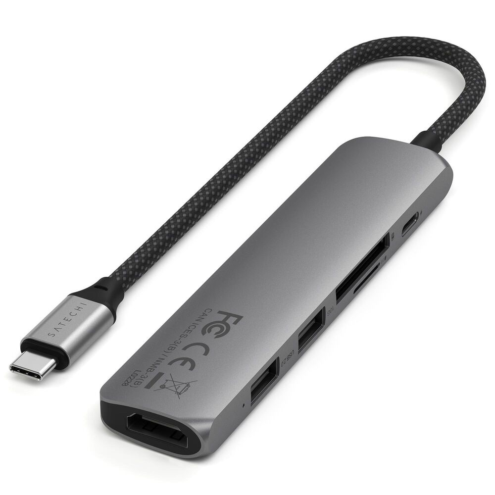 Satechi 6-in-1 USB-C Slim Multiport Adapter in Space Grey, , large