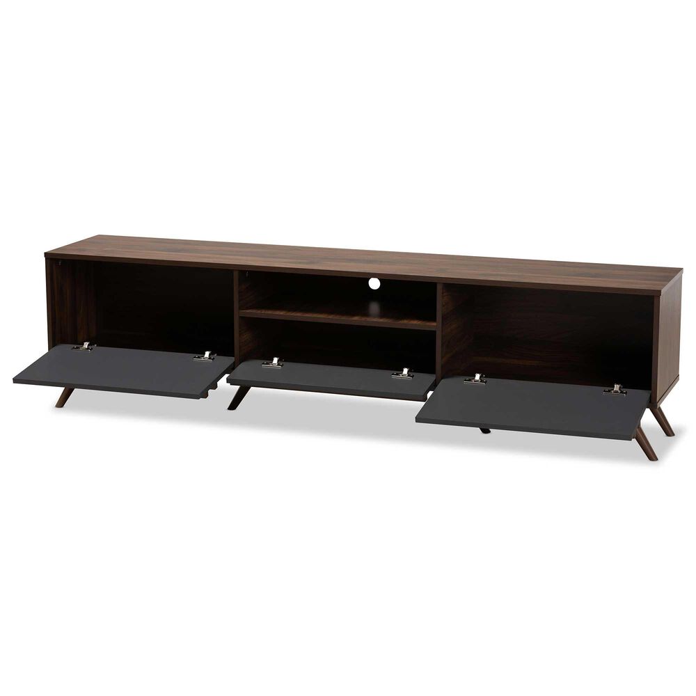 Baxton Studio Naoki 70&quot; TV Stand in Grey and Walnut, , large