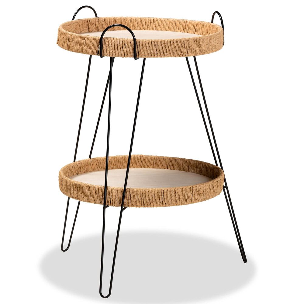 Baxton Studio Lorcan End Table in Oak Brown and Black, , large