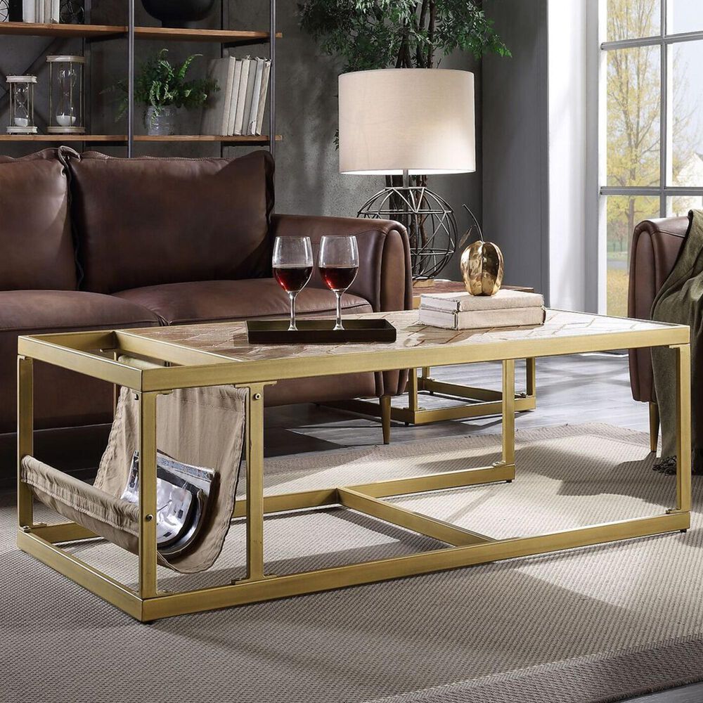 Gunnison Co. Genevieve Coffee Table in Retro Brown Top Grain Leather, , large
