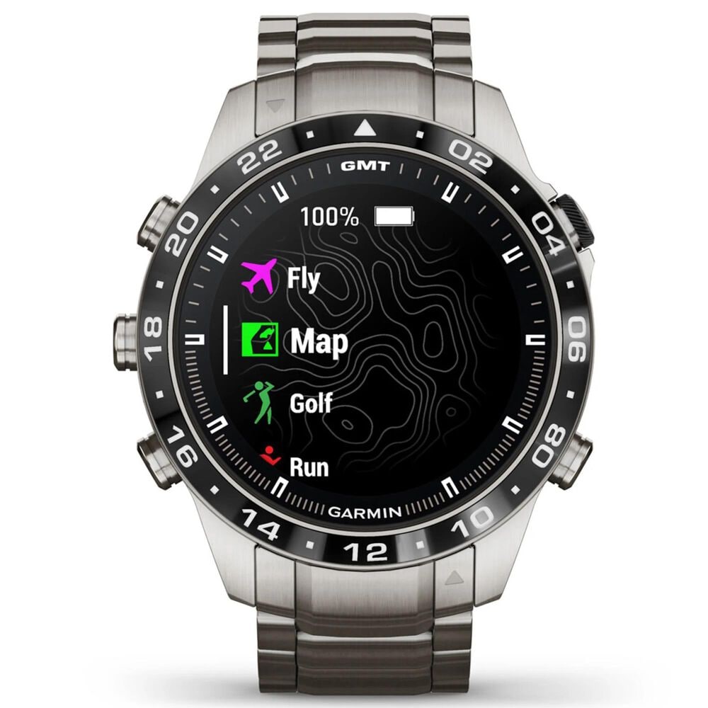 Garmin MARQ 2 Aviator AMOLED Smartwatch Grade 5 Titanium Bezel Case in Silver and Black, , large