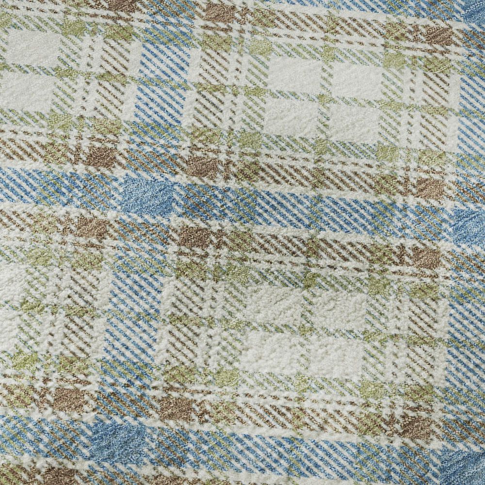 Dalyn Rug Company Soft Essentials Plaid Blue 10' x 14' Indoor/Outdoor Area Rug, , large
