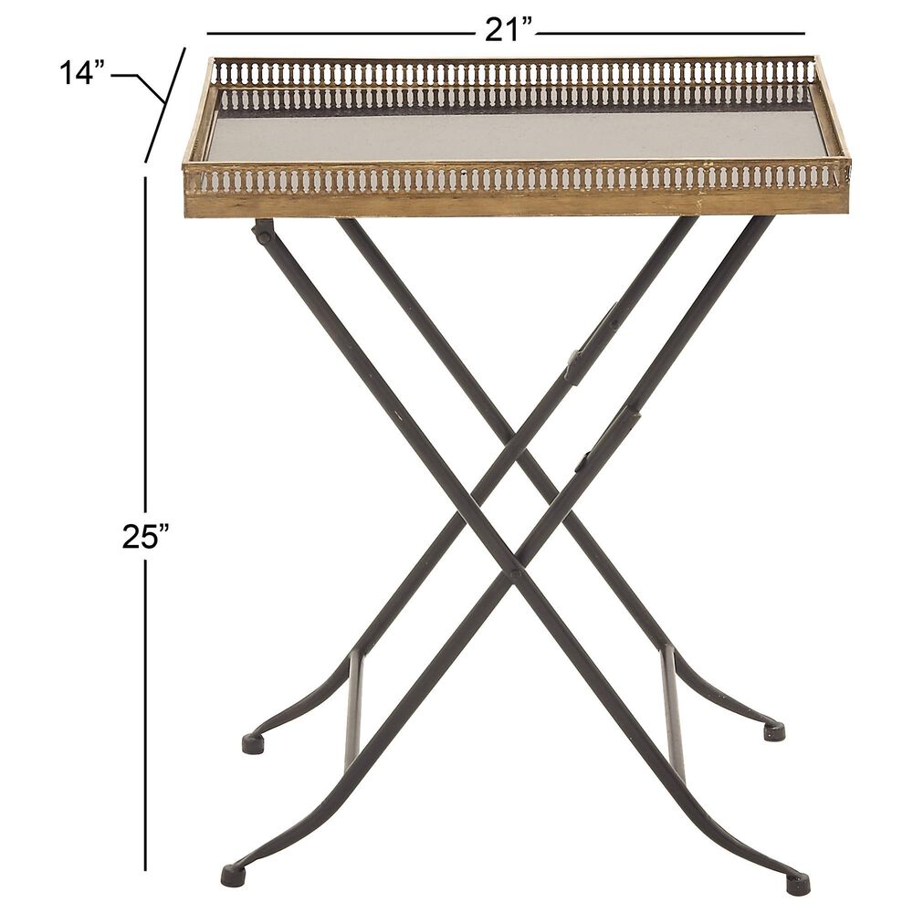 Maple and Jade Tray Top Accent Table in Gold and Black, , large