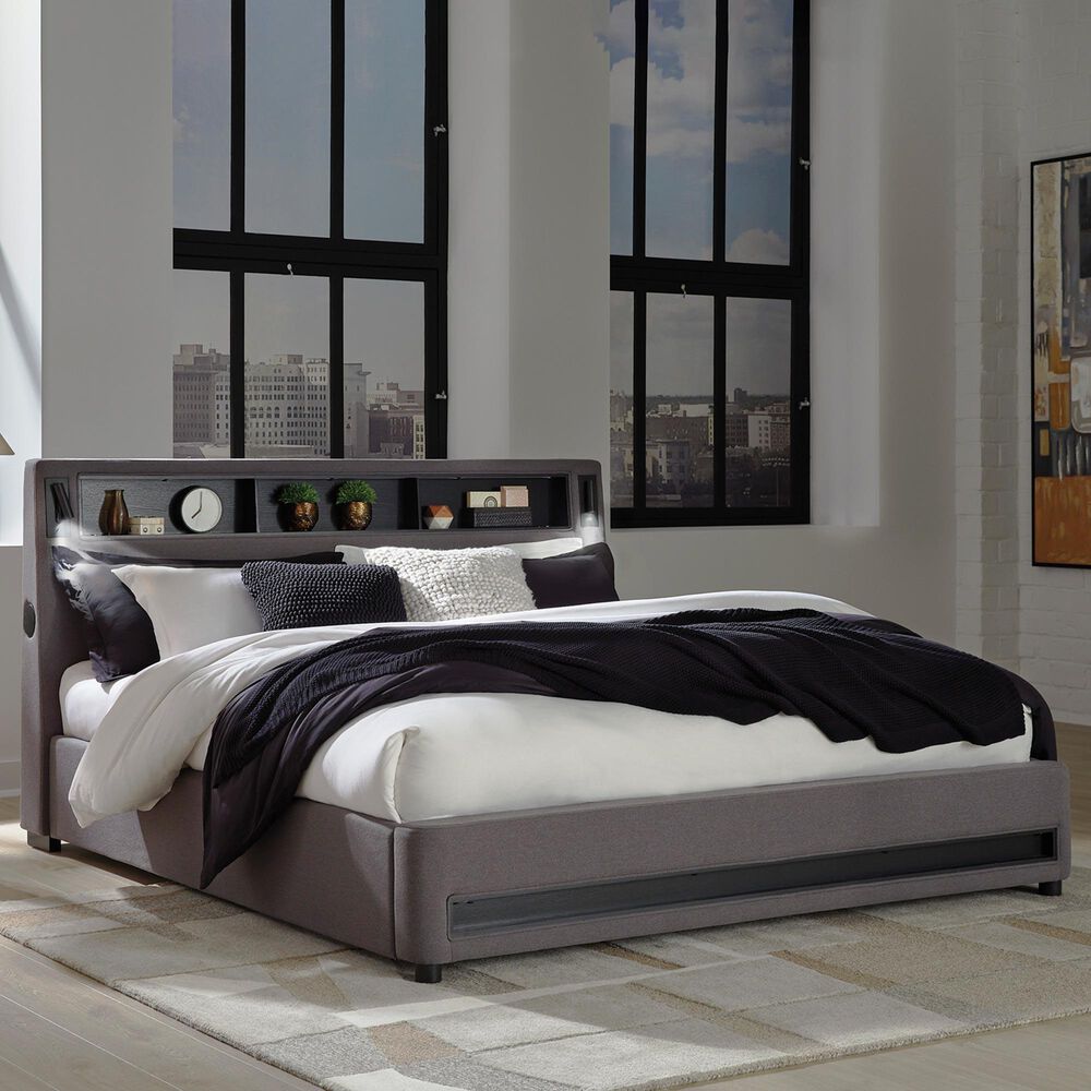 Ashley Verishaw Queen Platform Upholstered Bed in Gray, , large