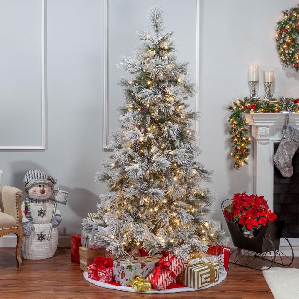 The Gerson Company 5&#39; Pre-Lit Lightly Snowbell Pine Christmas Tree in Green, , large