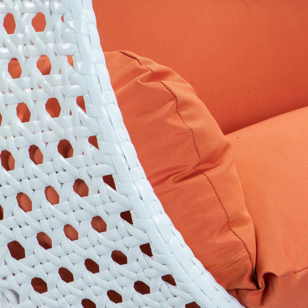 Leisuremod 2-Seat Hanging Egg Swing Chair with Orange Cushion in White, , large
