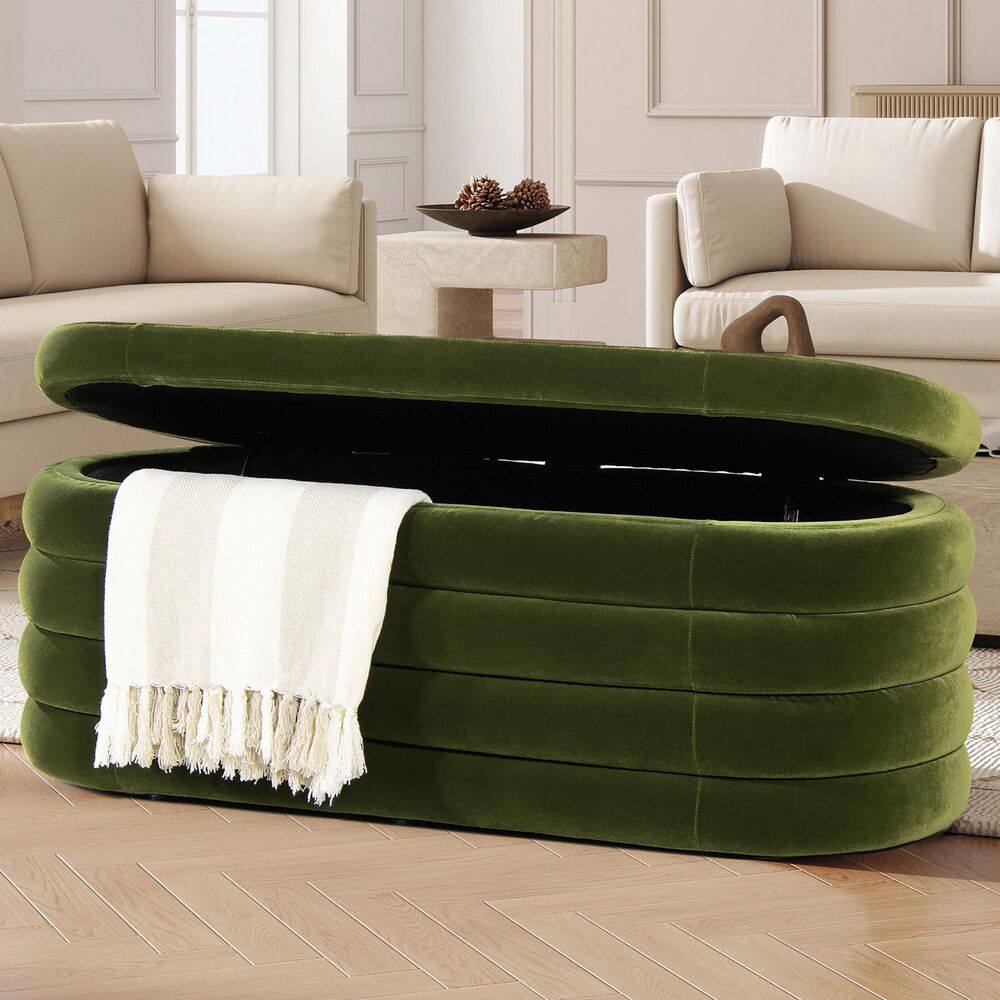 Jennifer Taylor Home Fuji Storage Bench in Olive Green, , large