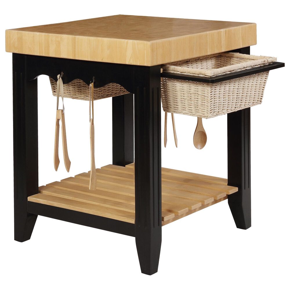 Linon Home Decor Kolton Kitchen Island in Black and Natural, , large
