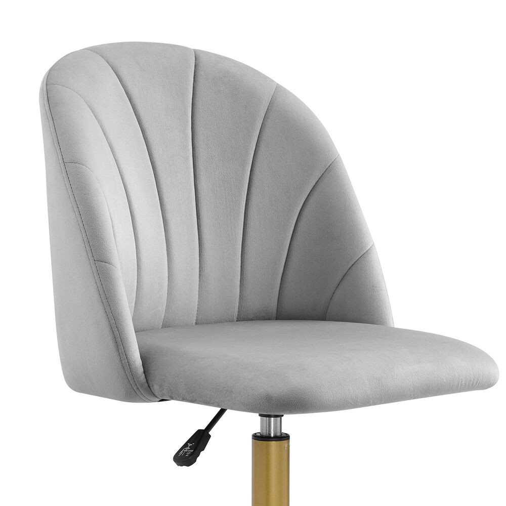 Linon Home Decor Adalynn Swivel Desk Chair with Gray Cushion in Gold, , large