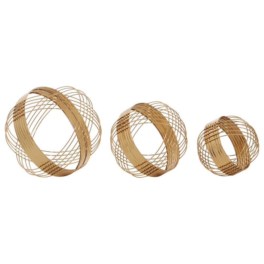 CosmoLiving by Cosmopolitan Contemporary Metal Sculptures in Gold &#40;Set of 3&#41;, , large