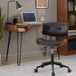 LumiSource Lombardi Swivel Office Chair with Espresso Faux Leather in Walnut, , large