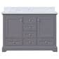 Lexora Home Dukes 48" Double Bathroom Vanity in Dark Grey with 2 cm White Carrara Marble Top and Rectangular Sinks, , large