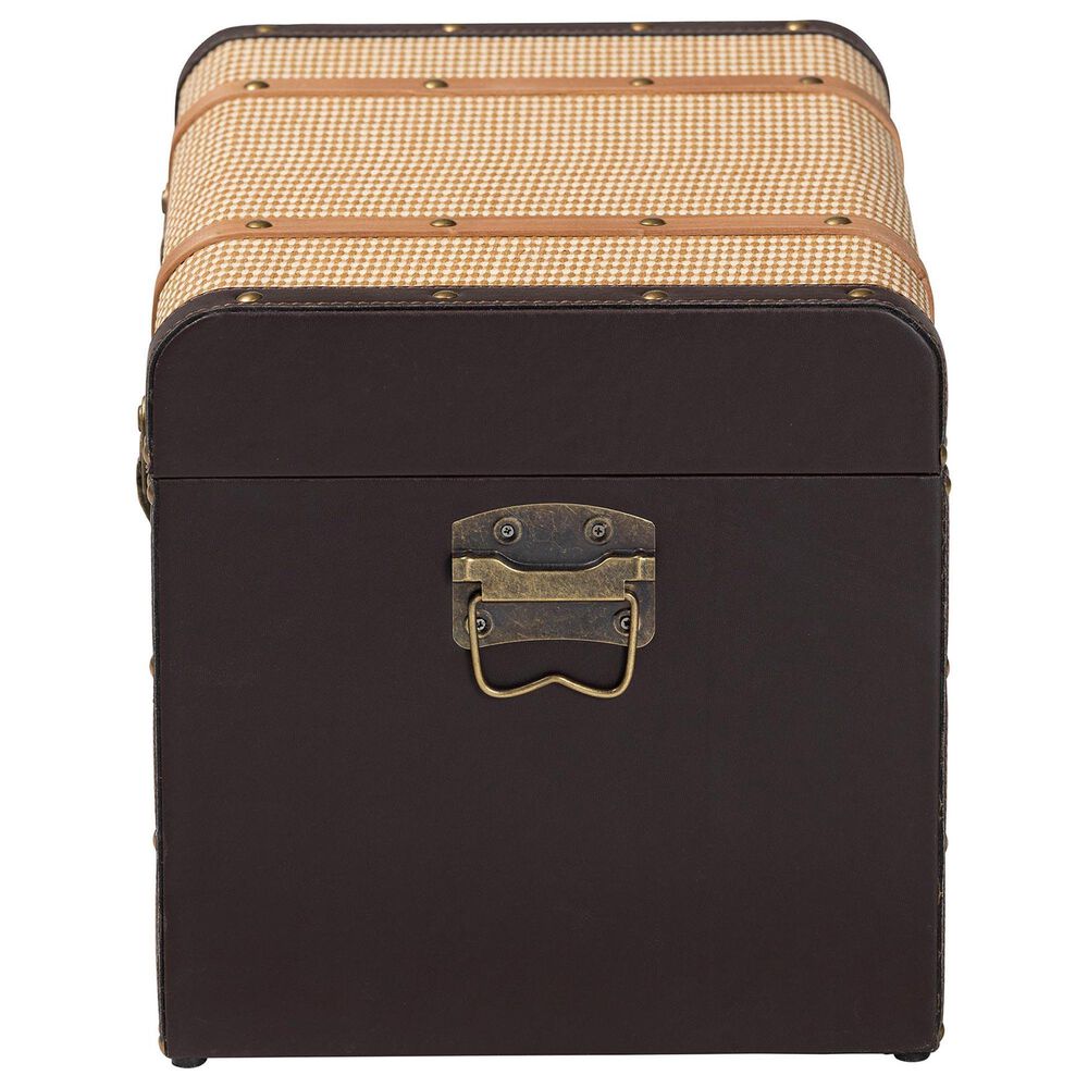 Baxton Studio Manton Storage Trunk with Hinged Top in Light, Dark Brown and Bronze, , large