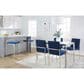 Lumisource Fuji Side Chair with Blue Cushion in Brushed Stainless Steel (Set of 2), , large