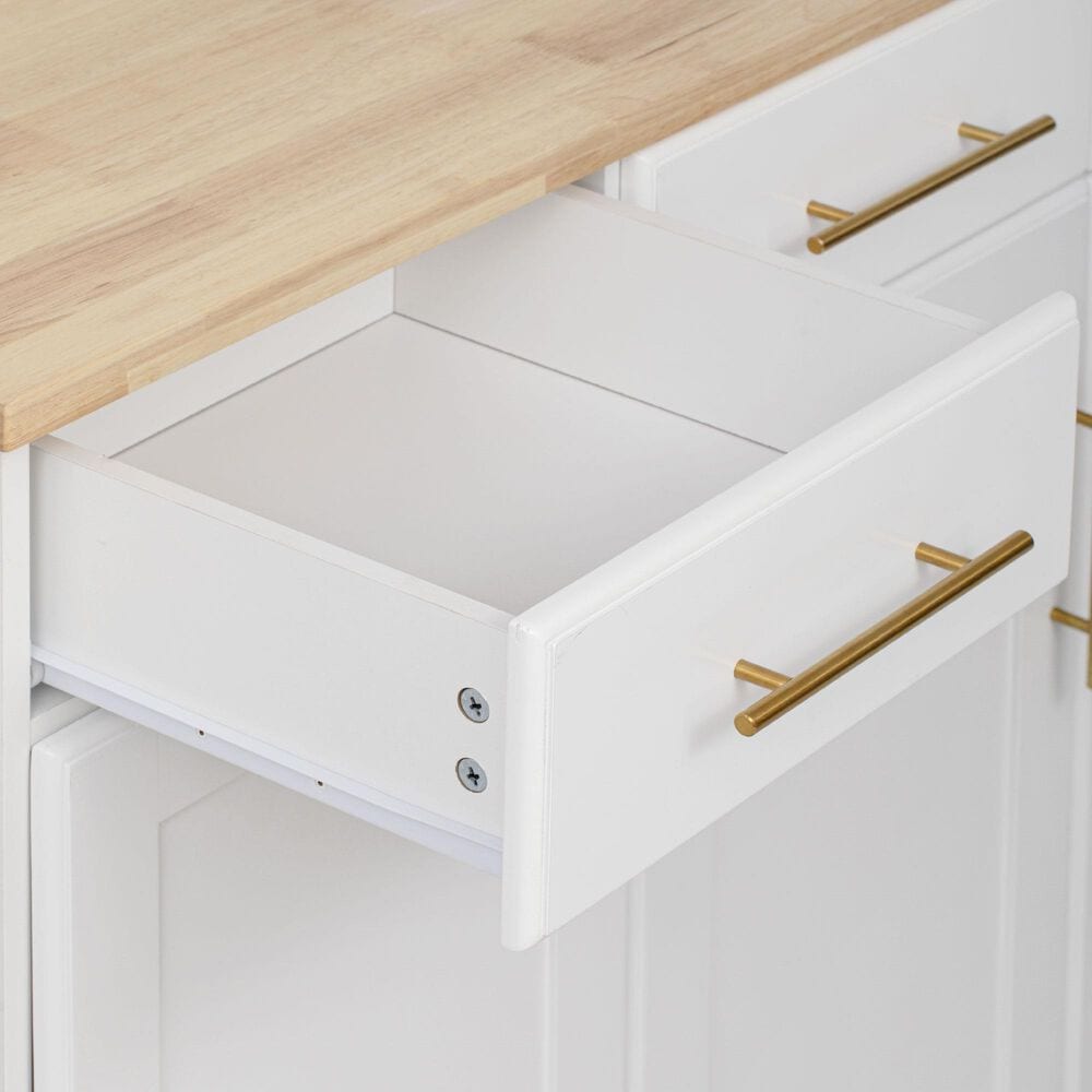 HOMLUX 59" Kitchen Island with 2 Pull Out Cabinet Organizers in White, , large