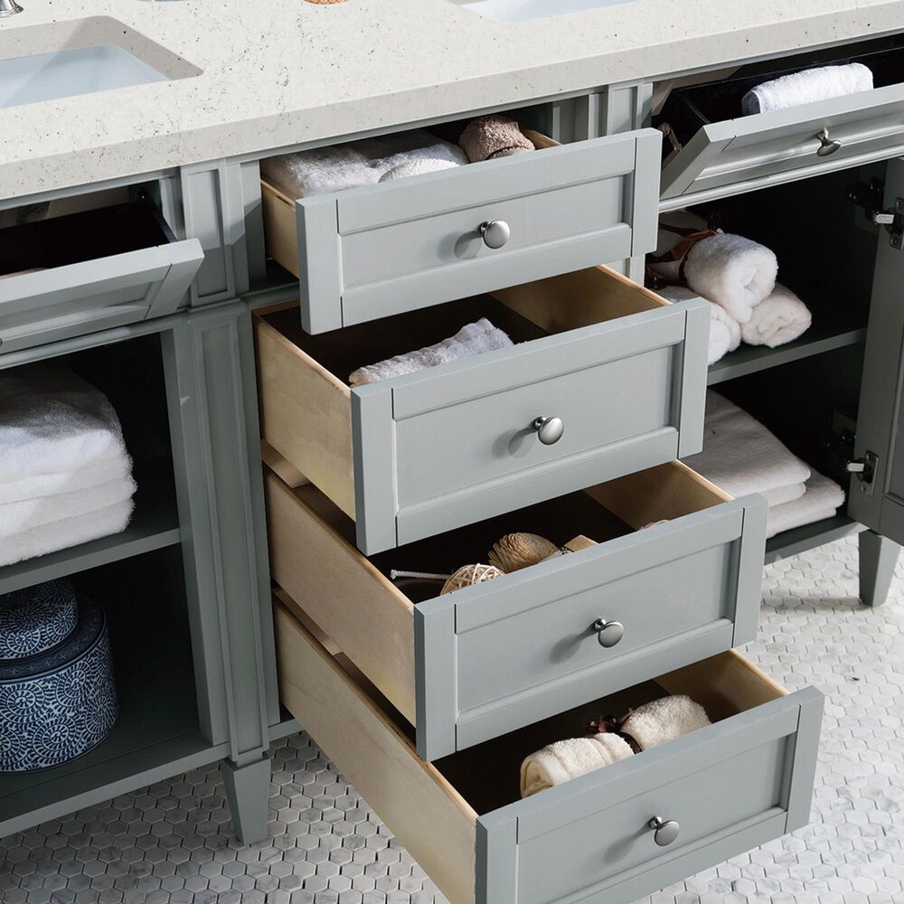 James Martin Vanities Brittany 60&quot; Double Bathroom Vanity in Urban Gray with 3 cm Lime Delight Quartz Top and Rectangular Sinks, , large