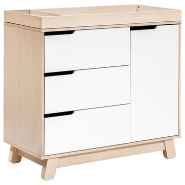 Babyletto Hudson 3 Drawer Changer Dresser in Washed Natural and White, , large