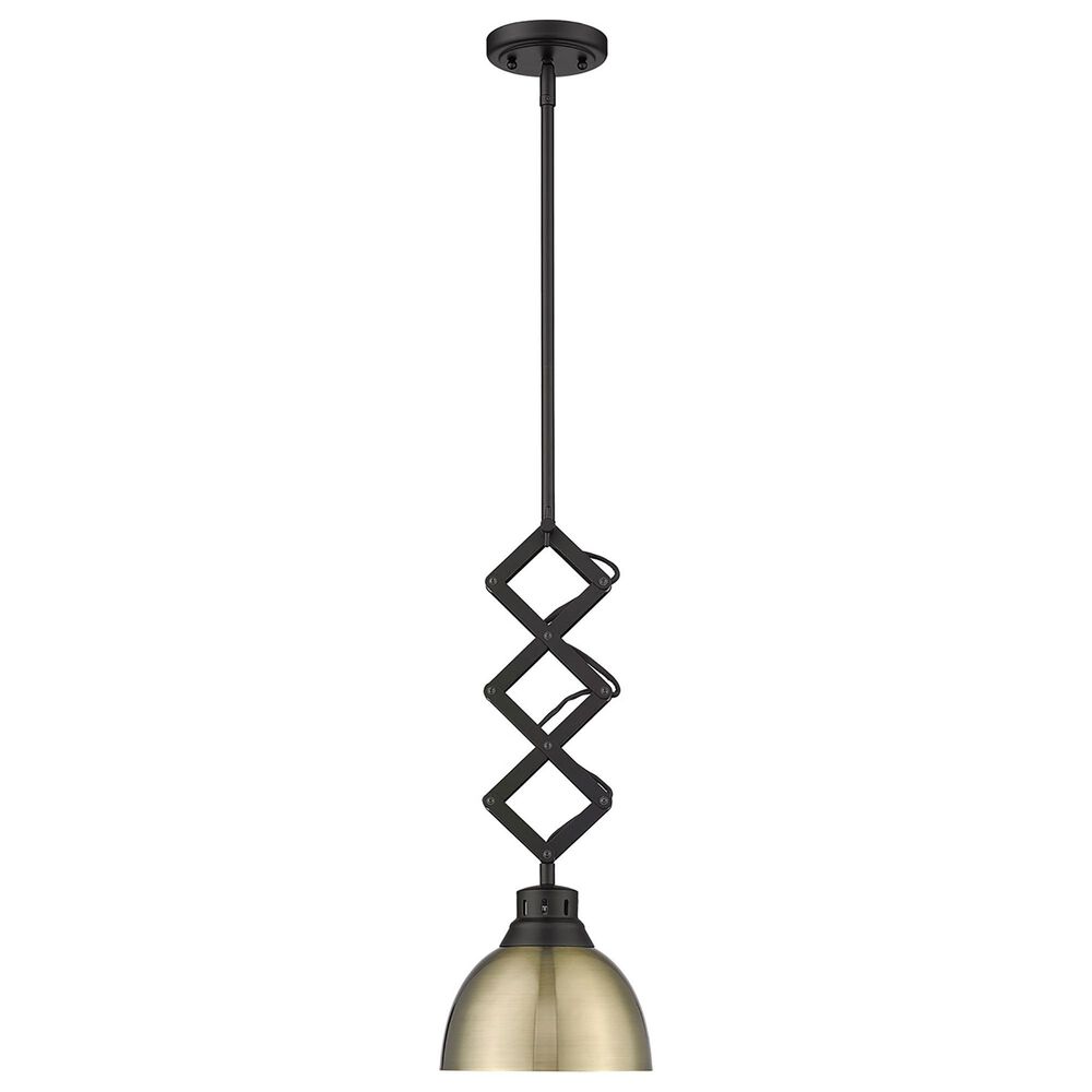 Golden Lighting Hawthorn Small Pendant in Matte Black with Gold Shade, , large