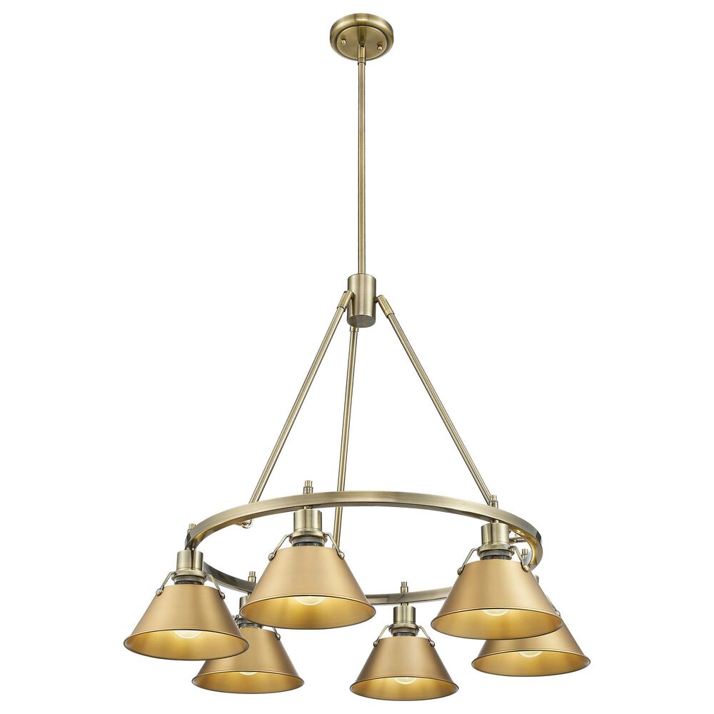 Golden Lighting Orwell 6-Light Chandelier with Brushed Champagne Bronze Shade in Aged Brass, , large