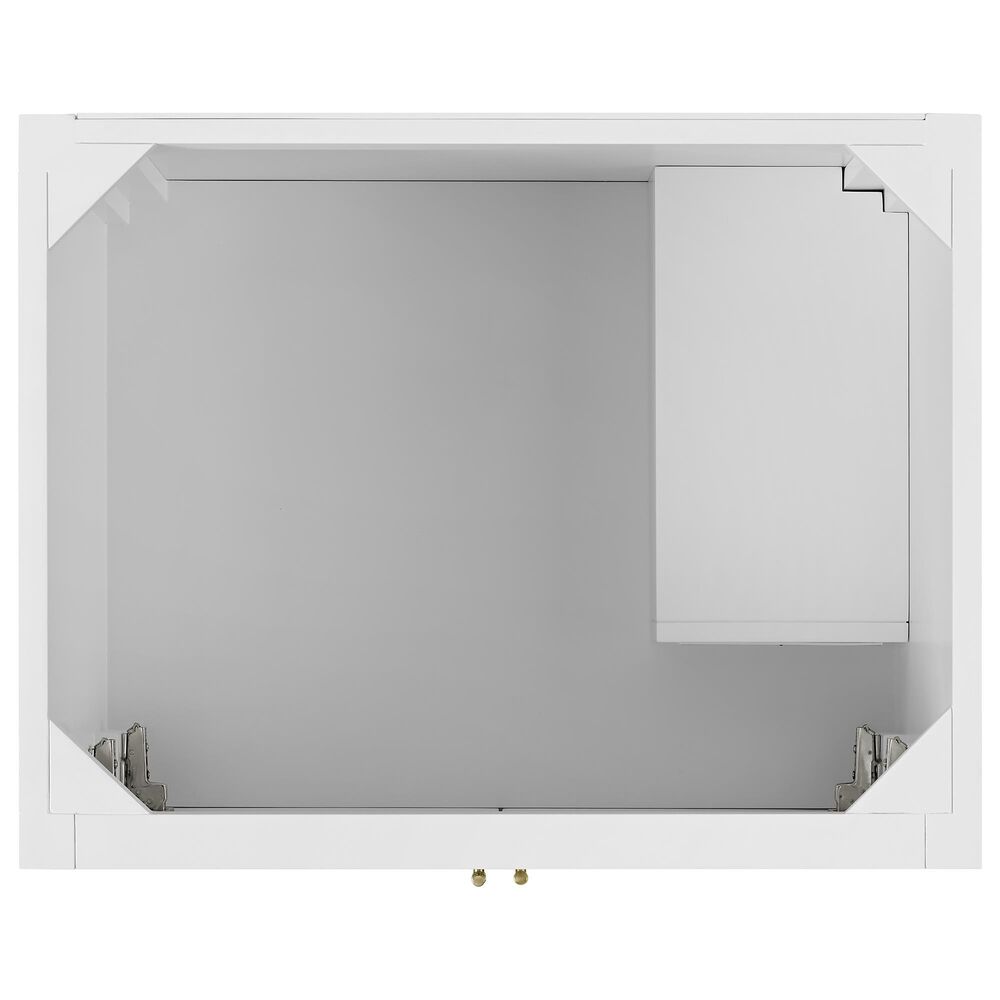 James Martin Myrrin 30" Single Bathroom Vanity in Bright White with 3 cm Victorian Silver Silestone Top and Rectangular Sink, , large