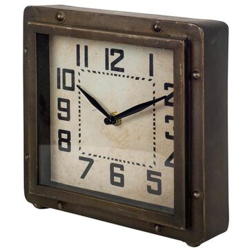 Mercana Redding Square Table Clock in Bronze, Antiqued White and Matte Black, , large