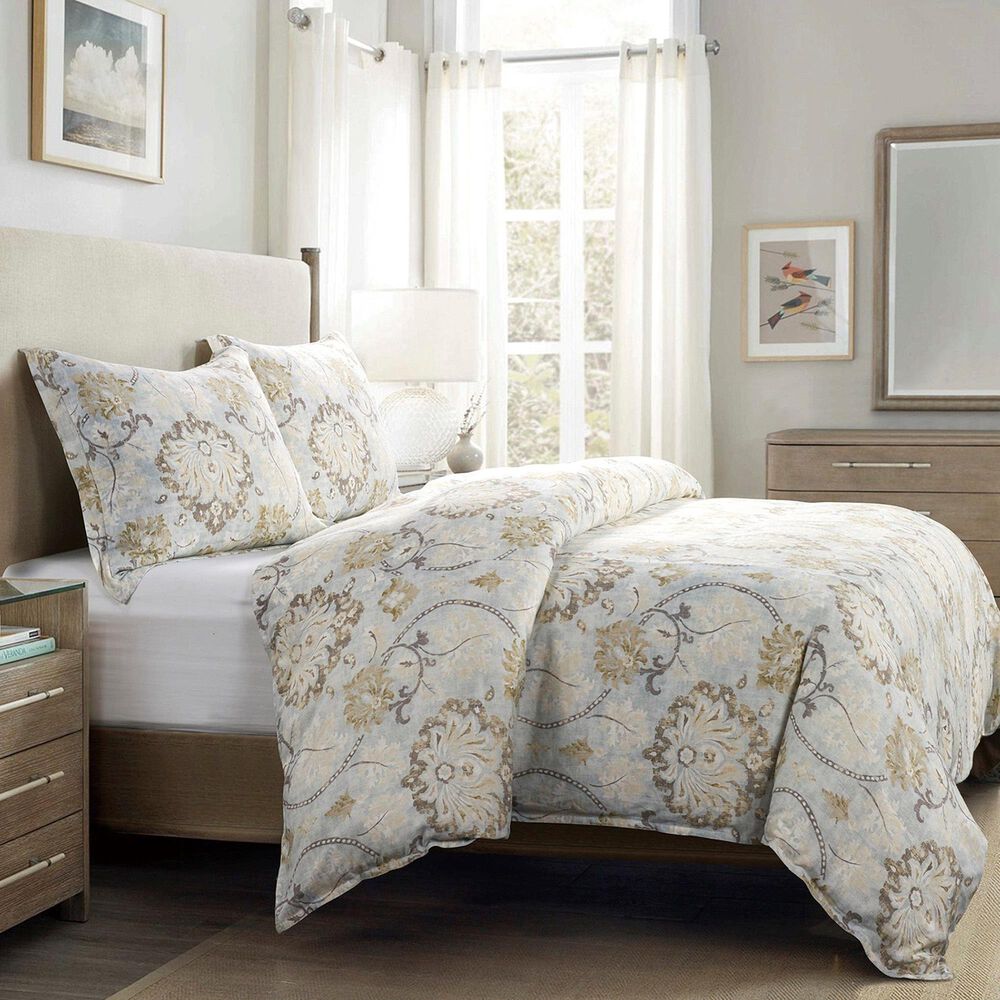 HiEnd Accents Dalia 3-Piece Super King Comforter Set in Powder Blue and Crisp White, , large