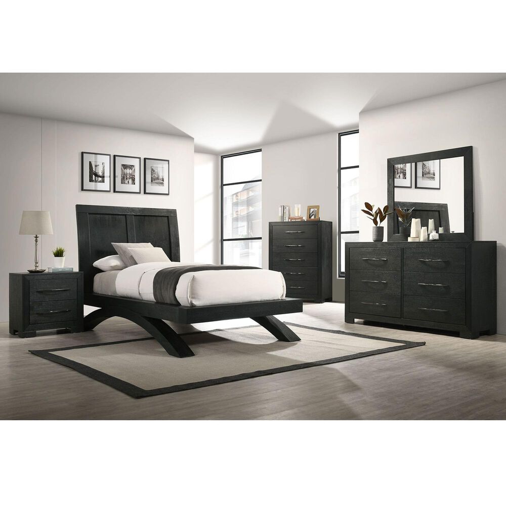 Mayberry Hill Allan 4-Piece Twin Platform Bedroom Set in Black, , large