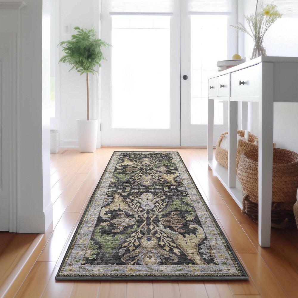 Dalyn Rug Company Hatay HY6 2&#39;3&quot; x 7&#39;6&quot; Black Runner, , large