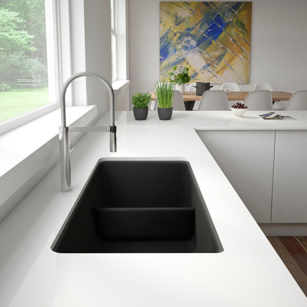 Blanco Precis Reversible 1-3/4 Double Sink with Low Divide in Coal Black, , large