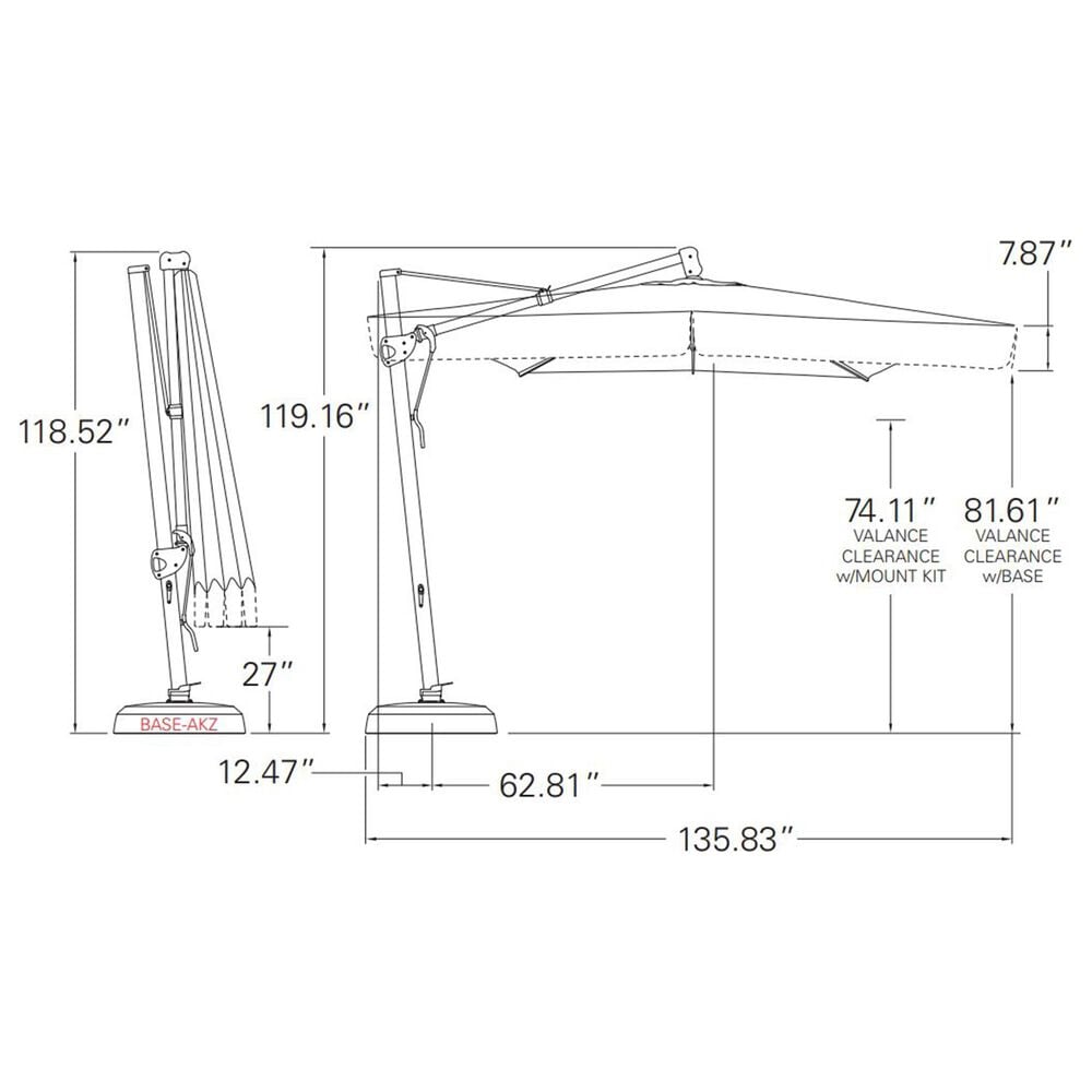 Garden Party 10&#39; Square Cantilever with Blue Jay Canopy in Black, , large