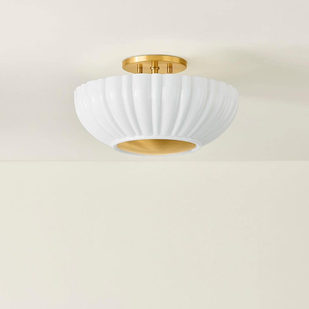 Mitzi Lighting Anne 2-Light Flush Mount in Aged Brass, , large