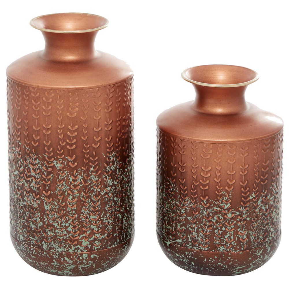 Maple and Jade Metal Vase in Bronze (Set of 2), , large