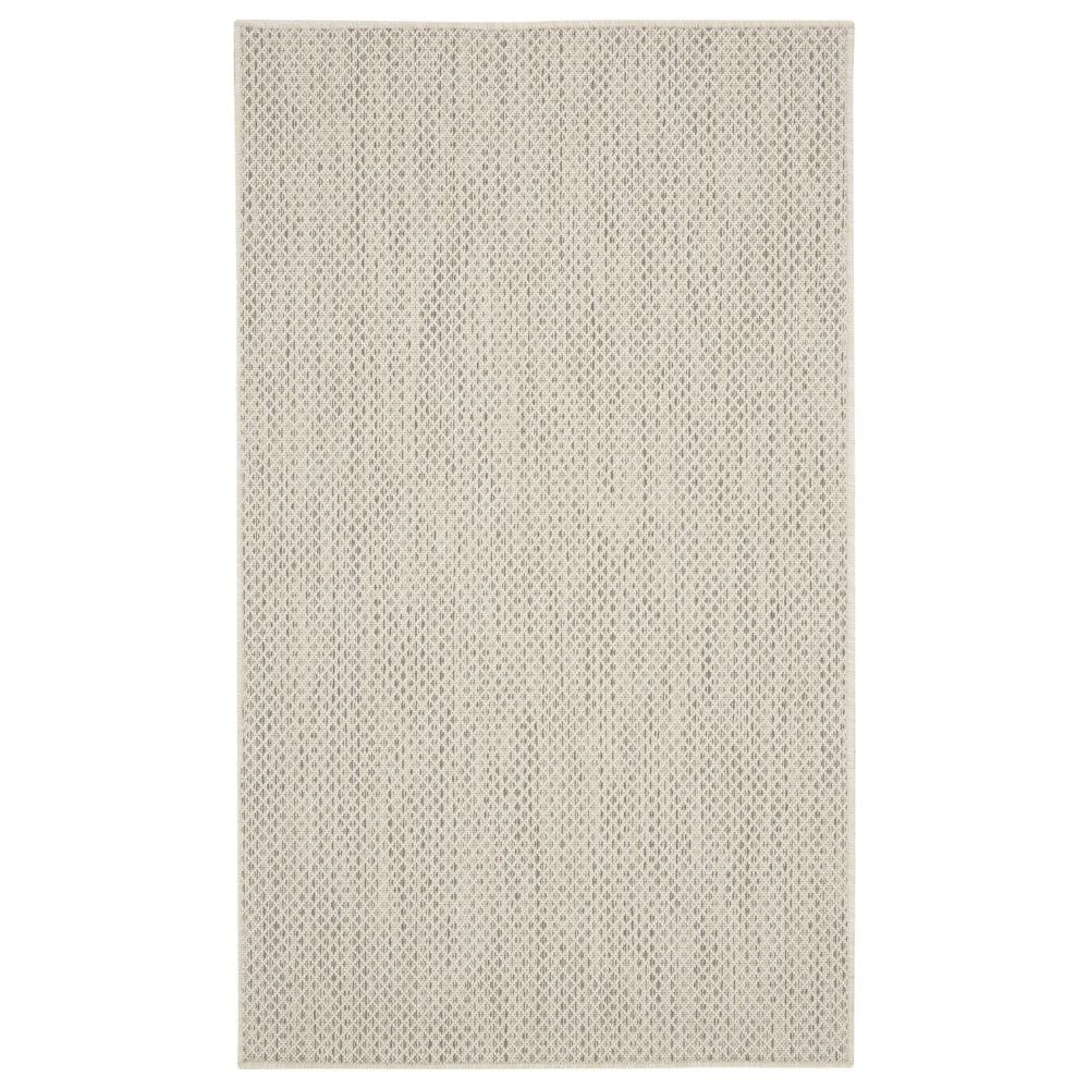 Nourison Courtyard Ivory and Silver 3" x 5" Indoor/Outdoor Area Rug, , large