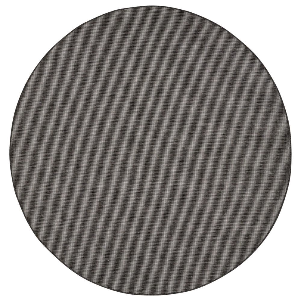 Nourison Positano 8" Round Charcoal Indoor/Outdoor Area Rug, , large