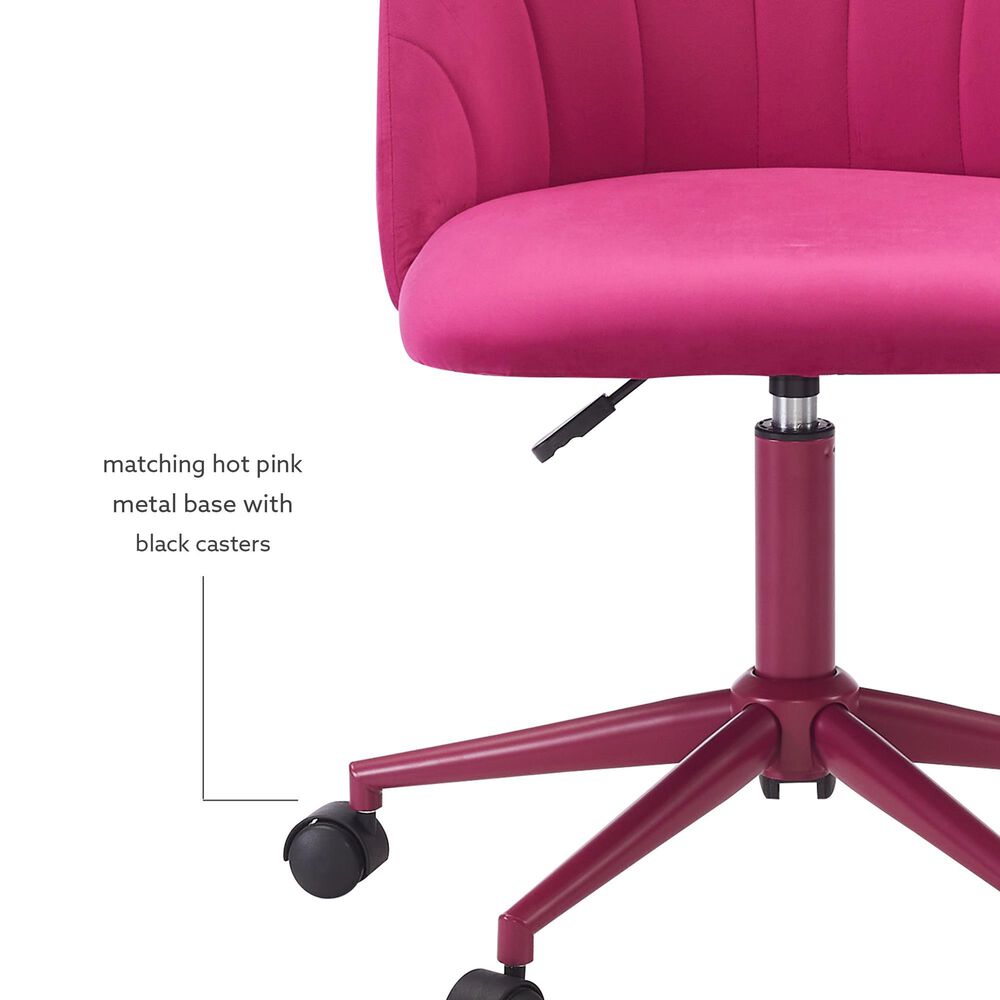 Linden Boulevard Velvet Desk Chair in Hot Pink, , large
