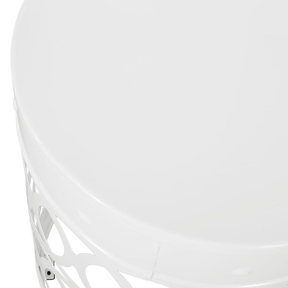 Hearth and Haven Cylindrical-Shaped Iron Patio End Table in White &#40;Set of 2&#41;, , large