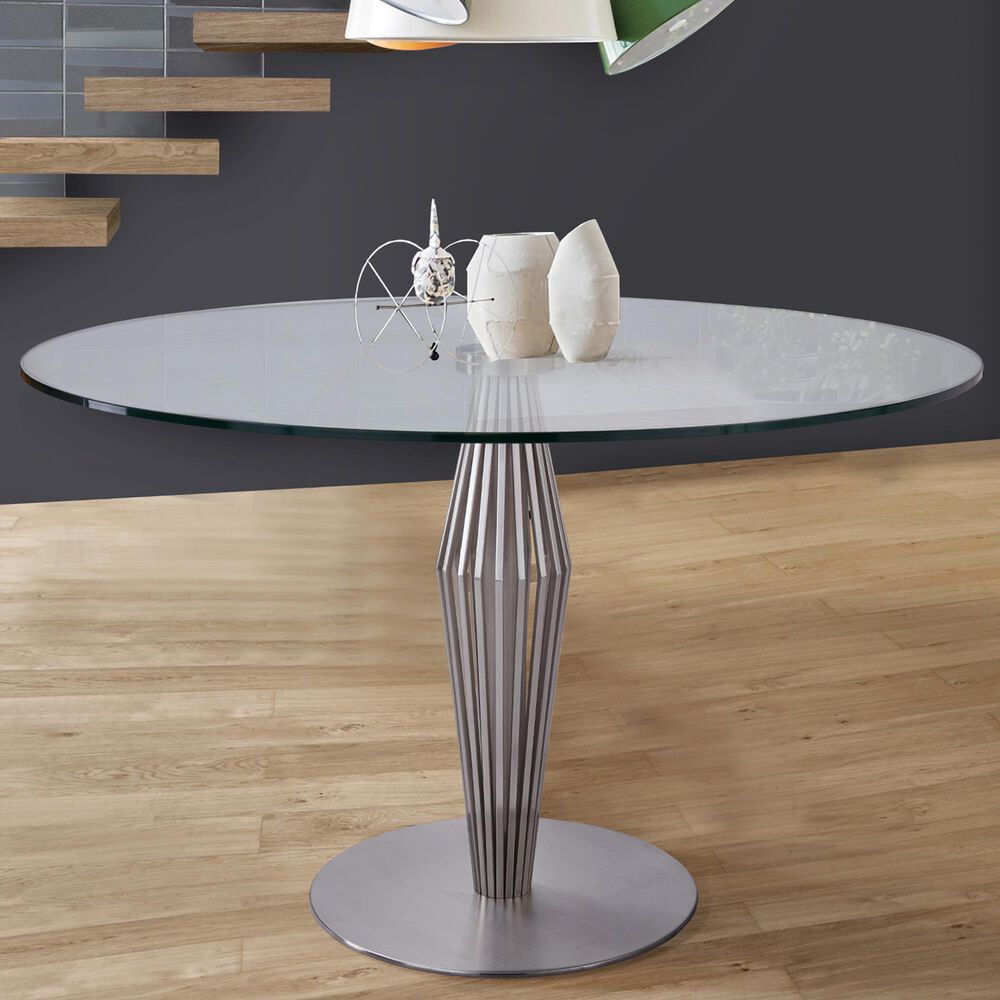 Blue River Lindsey Dining Table in Brushed Stainless Steel - Table Only, , large