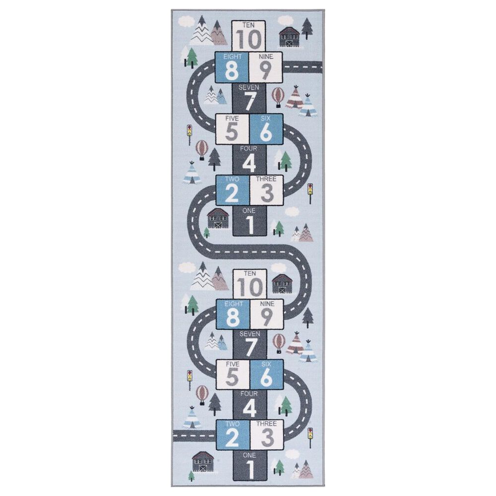 Safavieh Kids Playhouse KPH226F 2"2" x 10" Grey and Blue Runner, , large