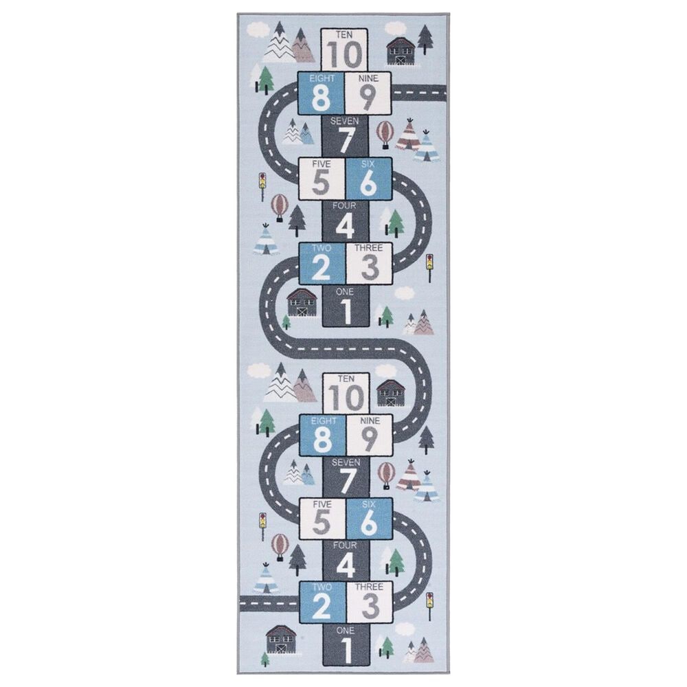 Safavieh Kids Playhouse KPH226F 2"2" x 10" Grey and Blue Runner, , large