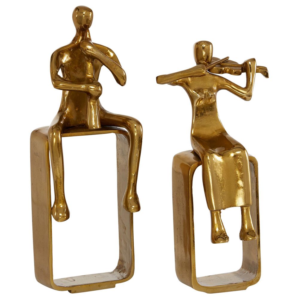 Maple and Jade 14" Musician Sculpture in Gold (Set of 2), , large