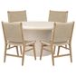Sunset West Travertino and Sedona 5-Piece Patio Dining Set in Bisque and Teak, , large