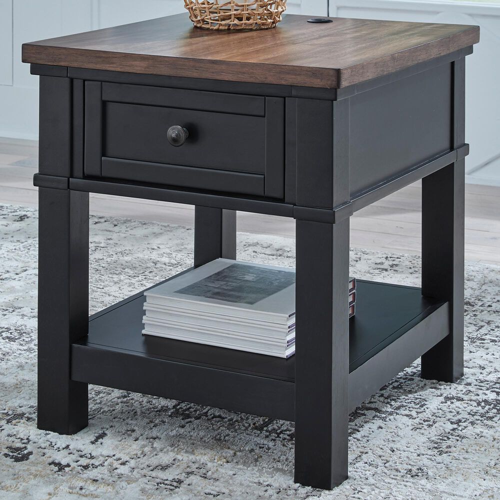 Ashley Wildenauer End Table in Warm Satin Black and Brown, , large