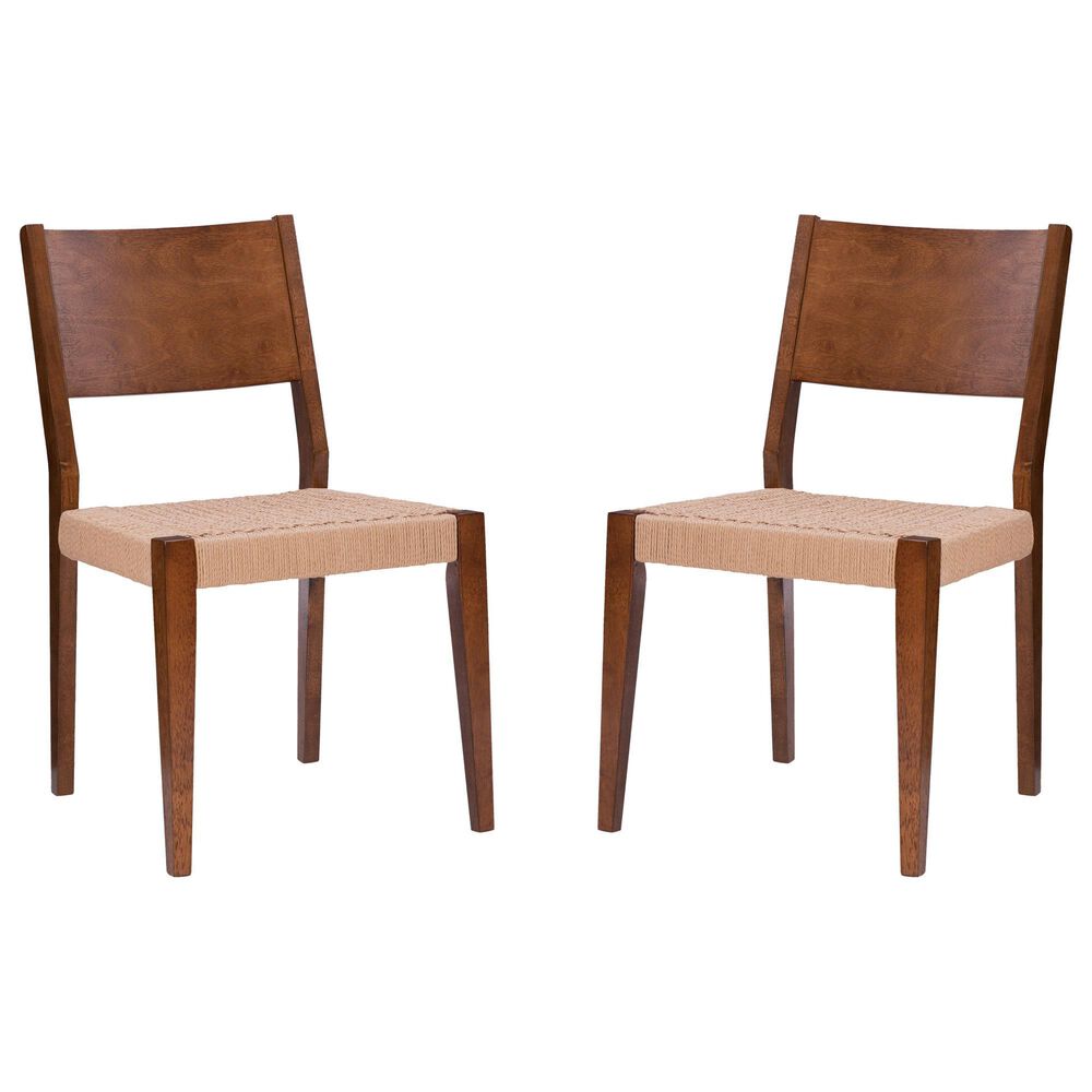 Linon Home Decor Cadence Side Chair with Woven Rope Seat in Brown (Set of 2), , large