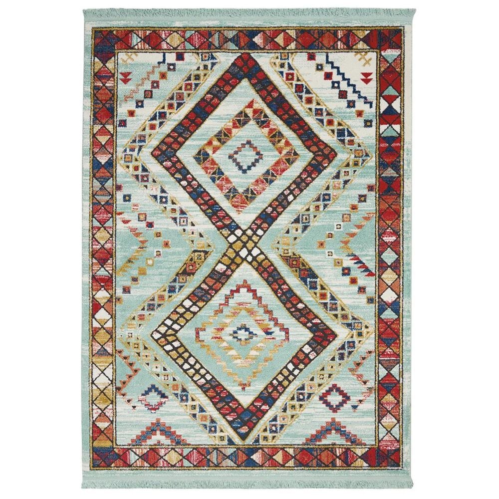 Nourison Navajo NAV02 5"3" x 7"6" Aqua Area Rug, , large