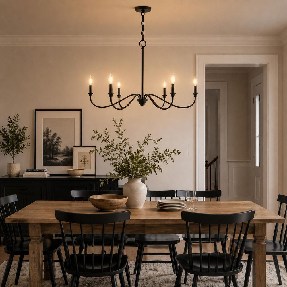 Vaxcel Annabelle 36" 6-Light Chandelier in Matte Black, , large